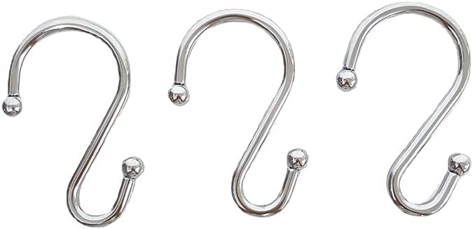 EleCharm Shower Curtain Hooks, Set of 12 Rust Proof S Shaped Decorative Shower Curtain Rings,Multi-Purpose Hangers S Hooks (Chrome) - Image 3